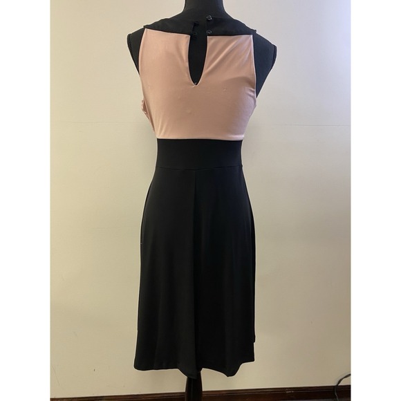 Women's Blush Pink and Black Rosette Sequin Sleeveless Cocktail Dress Size 6 - Picture 6 of 13